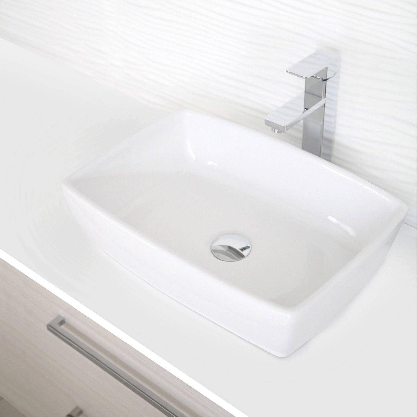 Stylish Contempo 19" x 13.38" Rectangular Vessel Bathroom Sink P-220 - Renoz