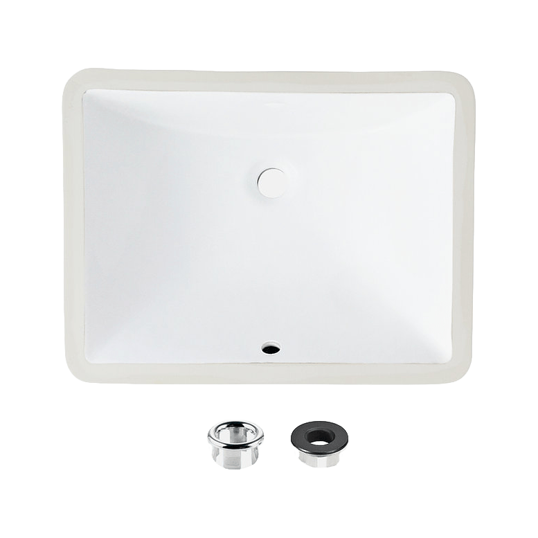 Stylish Chic 20.75" x 15.5" Rectangular Undermount Bathroom Sink with Overflow Polished Chrome P-200 - Renoz