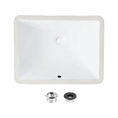 Stylish Chic 20.75" x 15.5" Rectangular Undermount Bathroom Sink with Overflow Polished Chrome P-200 - Renoz