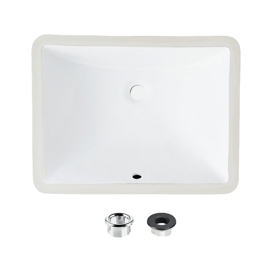 Stylish Chic 20.75" x 15.5" Rectangular Undermount Bathroom Sink with Overflow Polished Chrome P-200 - Renoz