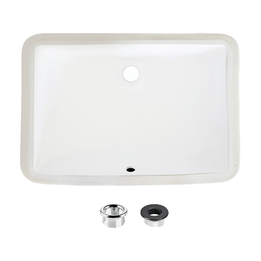 Stylish Sharp 21.25" x 14.5" Rectangular Undermount Bathroom Sink with Overflow Polished Chrome P-203 - Renoz