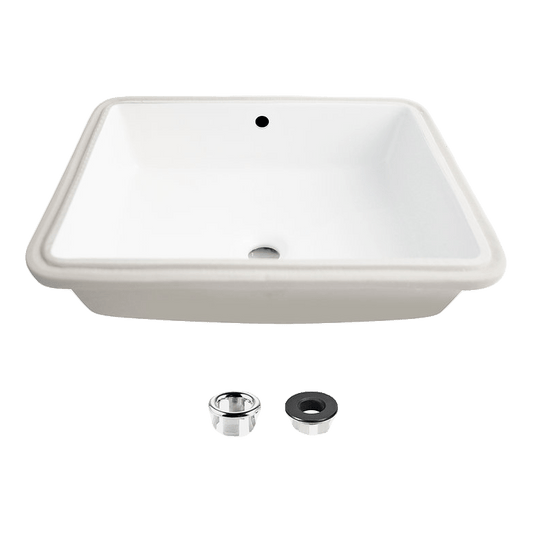 Stylish Modish 19.5" x 15.5" Rectangular Undermount Bathroom Sink with Overflow Polished Chrome P-204 - Renoz