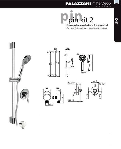 PierDeco Palazzani Pin Kit 2 Shower Kit - PIN KIT 2-10 - Renoz