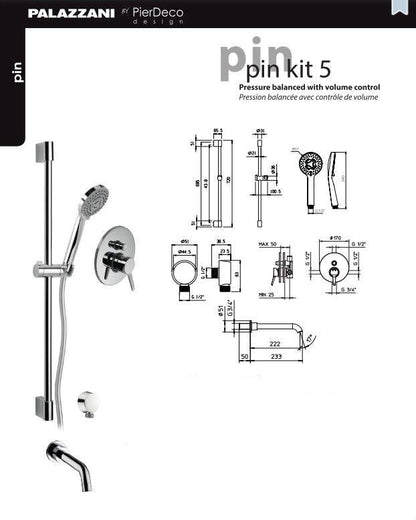 PierDeco Palazzani PIN 5 Shower Kit - Renoz