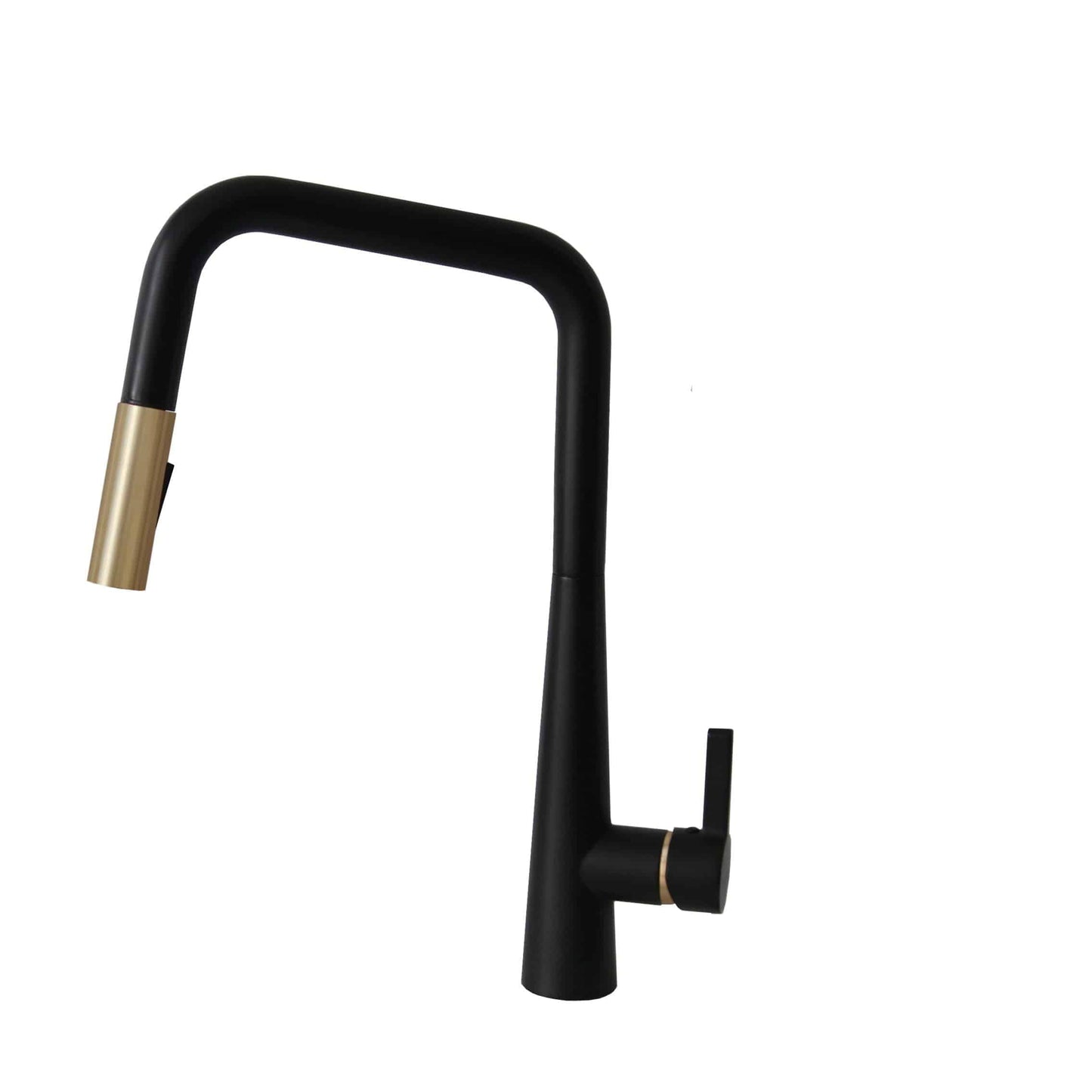 Stylish Turin 17" Kitchen Faucet Single Handle Pull Down Dual Mode Lead Free Matte Black/Gold K-143NG - Renoz