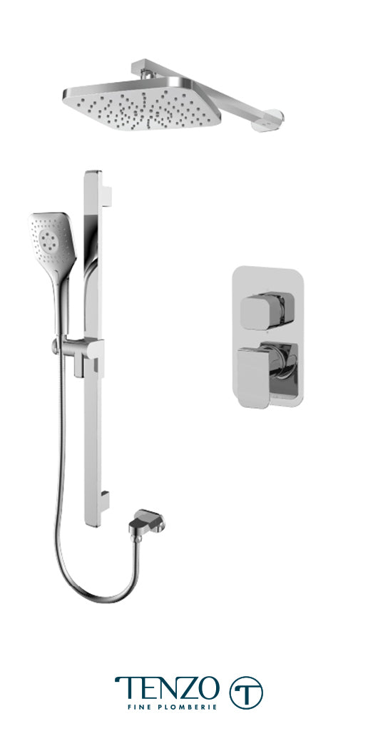 Tenzo - Kit de douche Quantum Chrome T-box avec 2 fonctions (équilibre de pression)