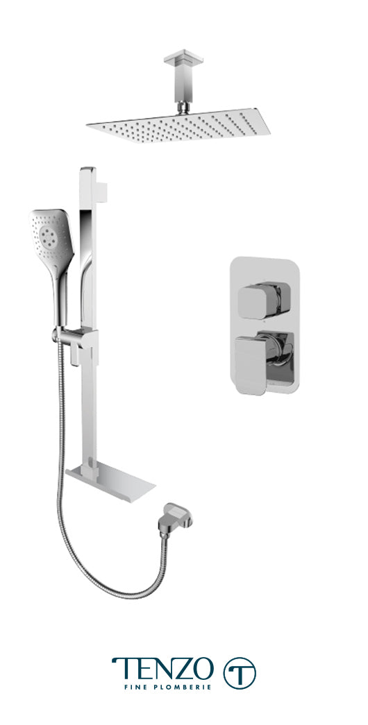 Tenzo - Kit de douche Quantum Chrome T-box avec 2 fonctions (équilibre de pression)