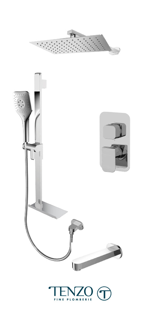 Tenzo - Kit de douche Quantum Chrome T-box avec 3 fonctions (équilibre de pression)