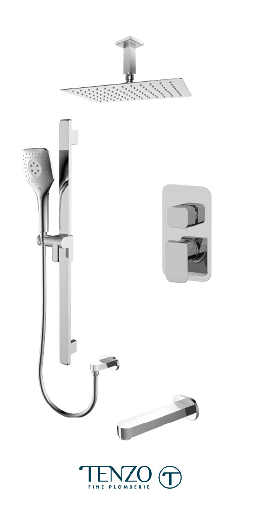 Tenzo - Kit de douche Quantum Chrome T-box avec 3 fonctions (équilibre de pression)