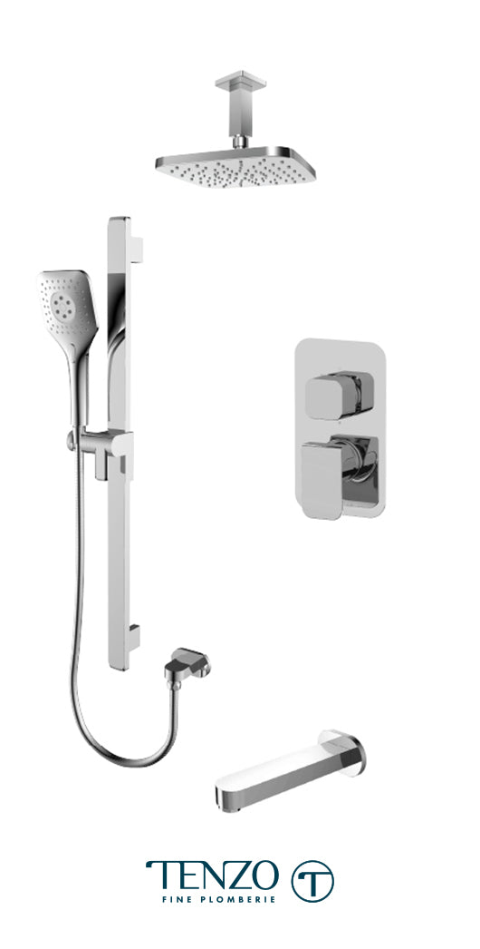 Tenzo - Kit de douche Quantum Chrome T-box avec 3 fonctions (équilibre de pression)