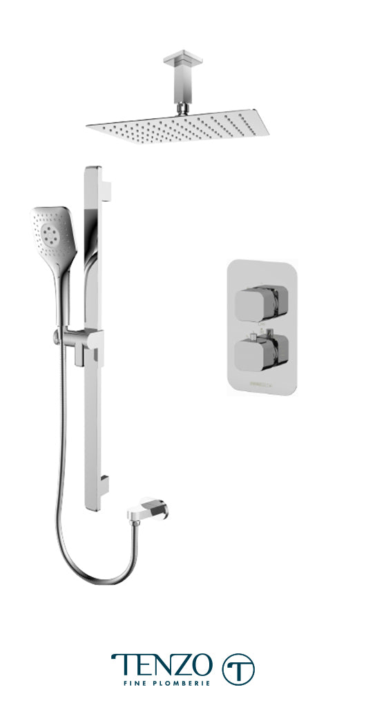 Tenzo - Kit de douche Quantum Chrome T-box avec 2 fonctions (thermostatique)