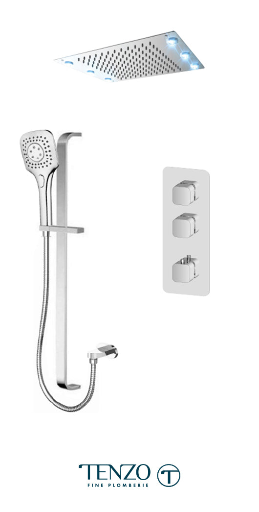 Tenzo - Ensemble de douche Quantum Extenza Chrome avec 2 fonctions (thermostatique)