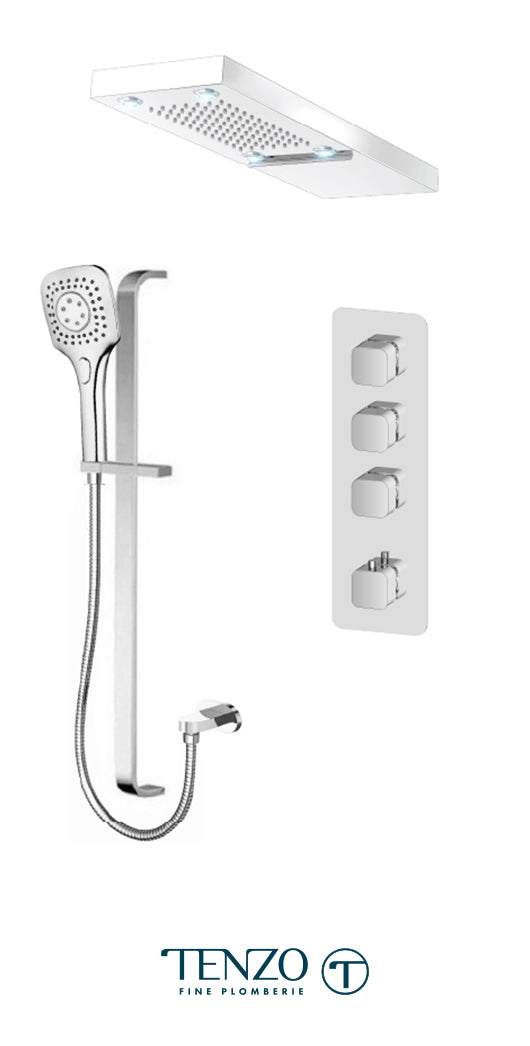 Tenzo - Ensemble de douche Quantum Extenza chromé avec 3 fonctions (thermostatique) - QUT43-54252-CR