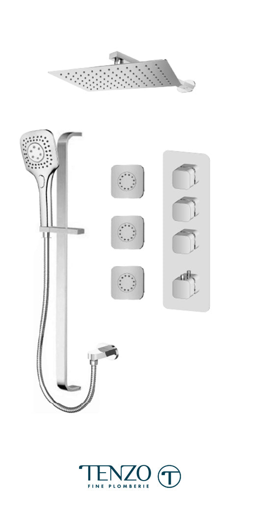 Tenzo- Kit de douche Quantum Extenza chromé avec 3 fonctions (thermostatique) -QUT43-572158-CR