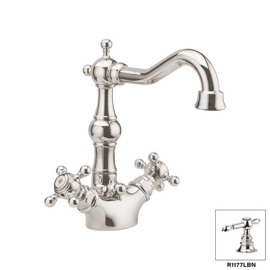 Aquadesign Products Single Hole Lav – Drain Included (Julia R1177) - Polished Nickel