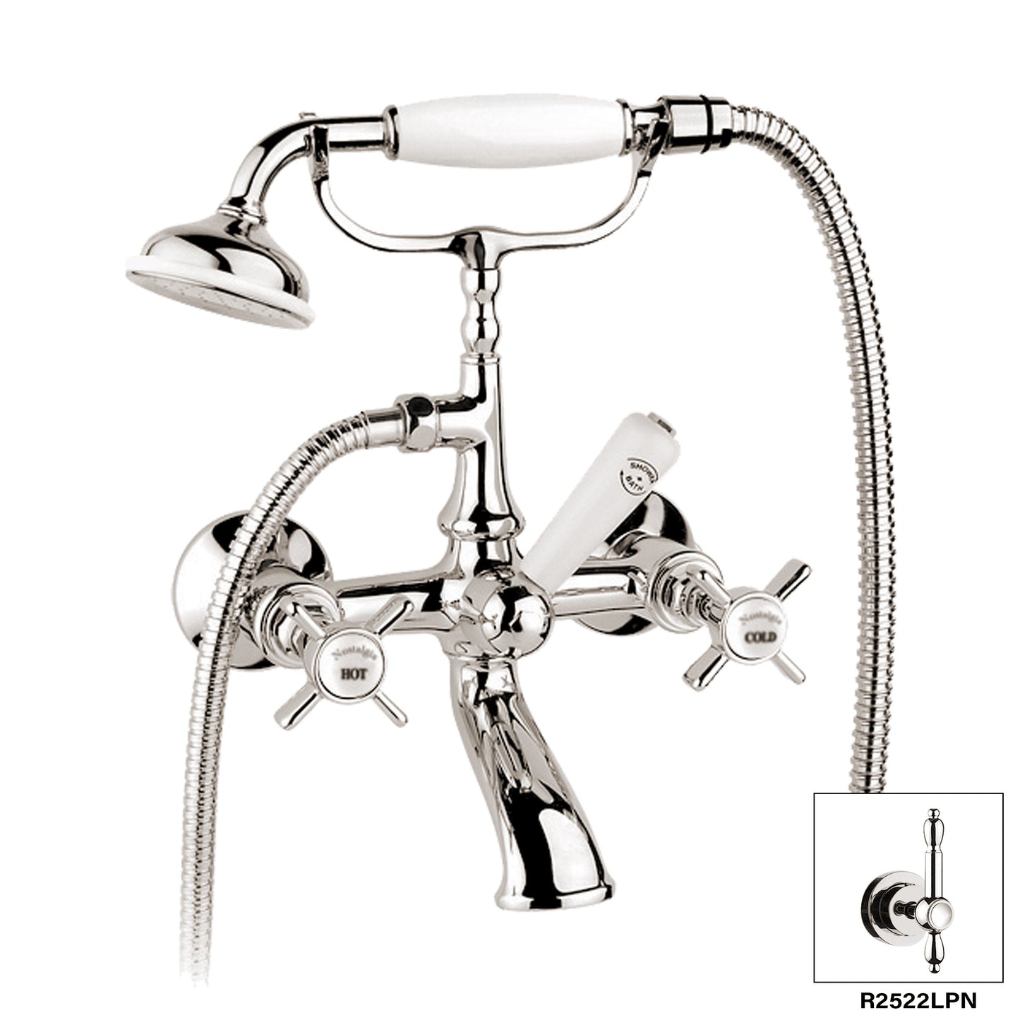 Aquadesign Products Wall Mount Tub Filler (Nostalgia R2522X) - Polished Nickel