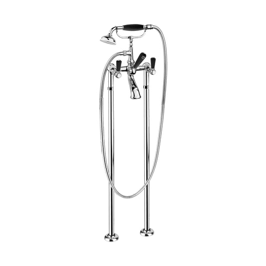 Aquadesign Products Floor Mount Tub Filler (Regent R2924L) - Chrome w/Black Handle