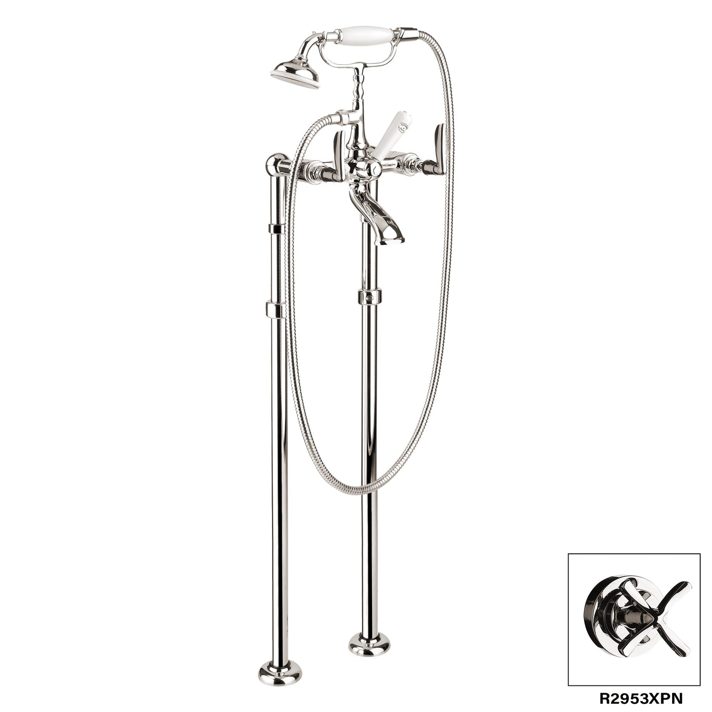 Aquadesign Products Floor Mount Tub Filler (Manhattan R2953L) - Polished Nickel