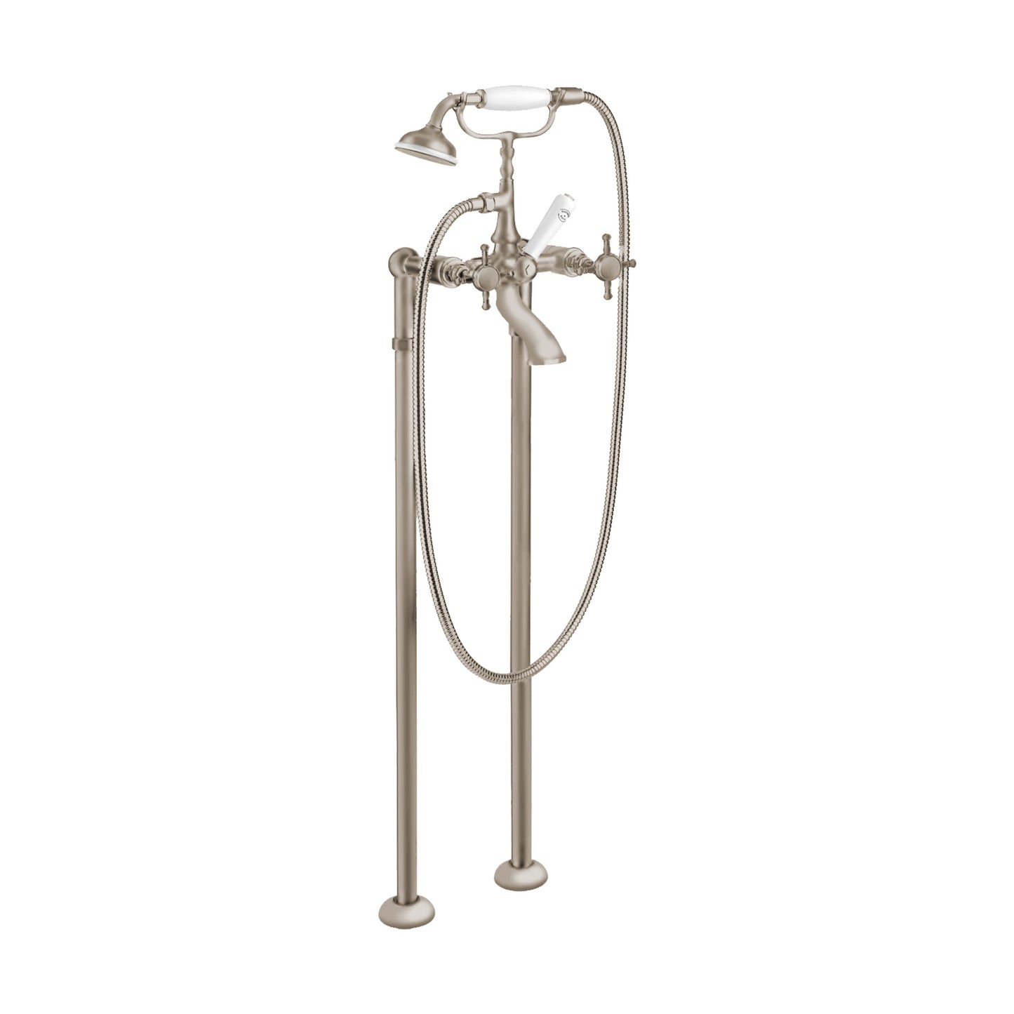 Aquadesign Products Floor Mount Tub Filler (Queen R2975X) - Brushed Nickel