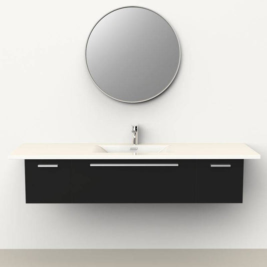 Rubi MMK810 Bathroom Vanity With 3 Drawers- Lacquered White - Renoz