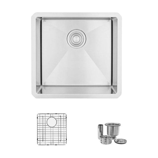 Stylish Aqua 19" x 18" Single Bowl Undermount Stainless Steel Kitchen Sink Laundry S-308XG - Renoz