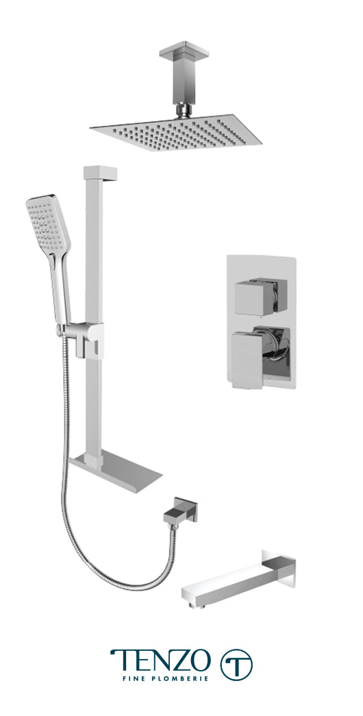 Tenzo - Kit de douche Slik Chrome T-box avec 3 fonctions (pression équilibrée)