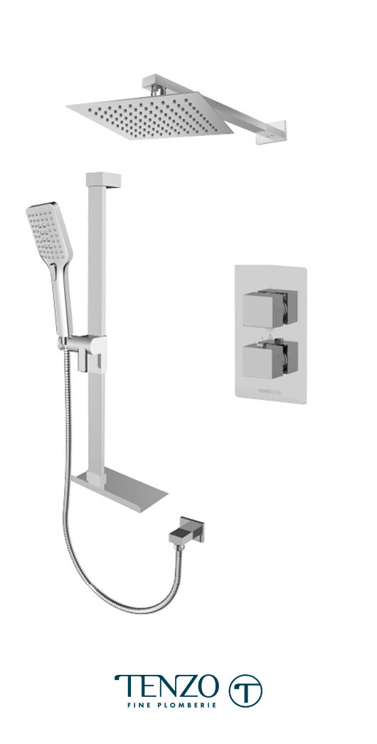 Tenzo - Ensemble de douche Slik Chrome T-box avec 2 fonctions (thermostatique)