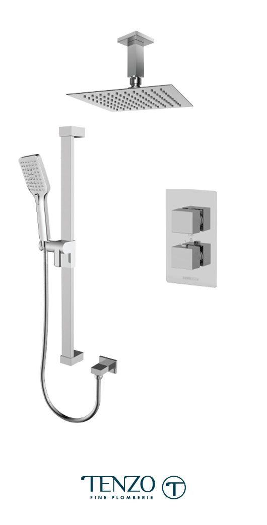 Tenzo - Ensemble de douche Slik Chrome T-box avec 2 fonctions (thermostatique)