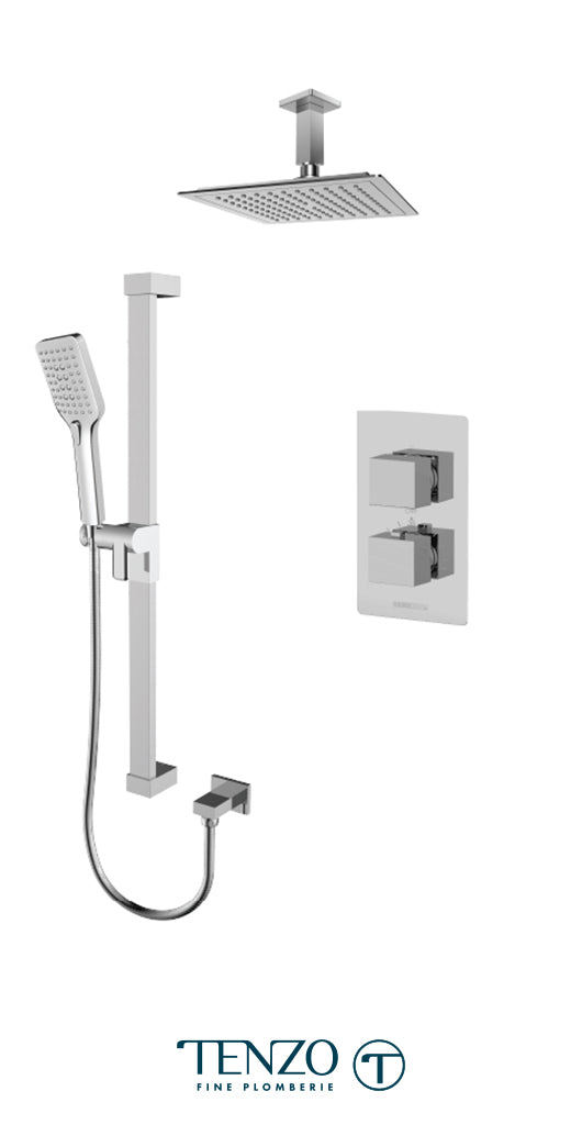 Tenzo - Ensemble de douche Slik Chrome T-box avec 2 fonctions (thermostatique)