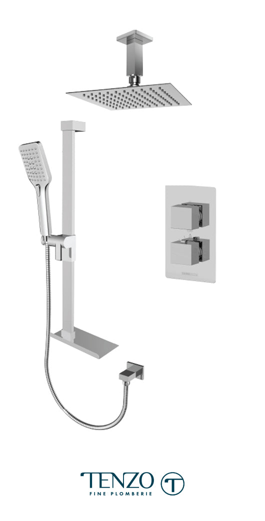 Tenzo - Ensemble de douche thermostatique T-box Slik Chrome avec 2 fonctions