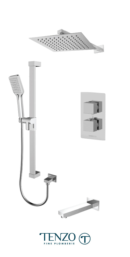 Tenzo - Kit de douche thermostatique T-box Slik Chrome avec 3 fonctions