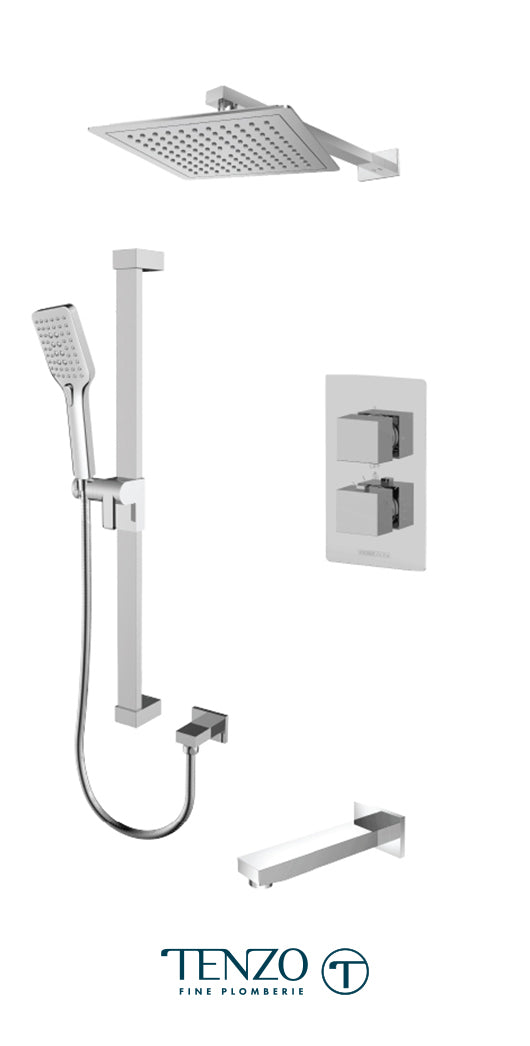 Tenzo - Kit de douche thermostatique T-box Slik Chrome avec 3 fonctions