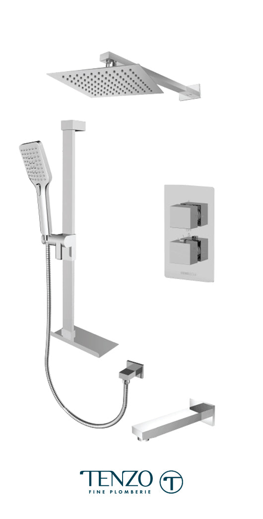 Tenzo - Kit de douche thermostatique T-box Slik Chrome avec 3 fonctions