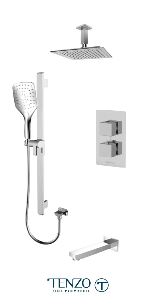 Tenzo - Kit de douche thermostatique T-box Slik Chrome avec 3 fonctions