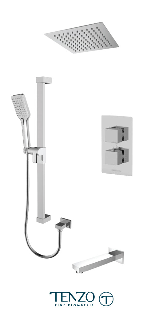 Tenzo - Kit de douche thermostatique T-box Slik Chrome avec 3 fonctions