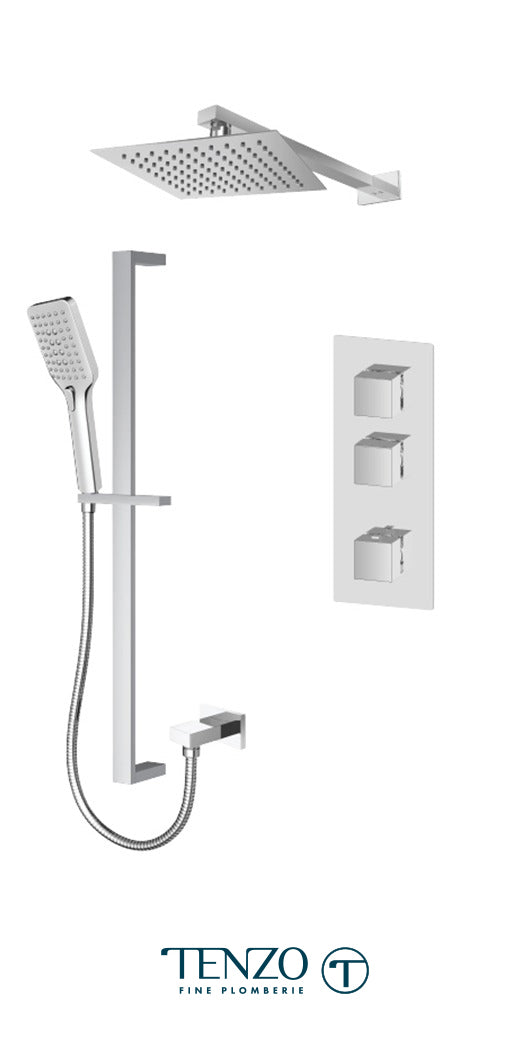 Tenzo - Ensemble de douche thermostatique chromé Slik Extenza avec 2 fonctions