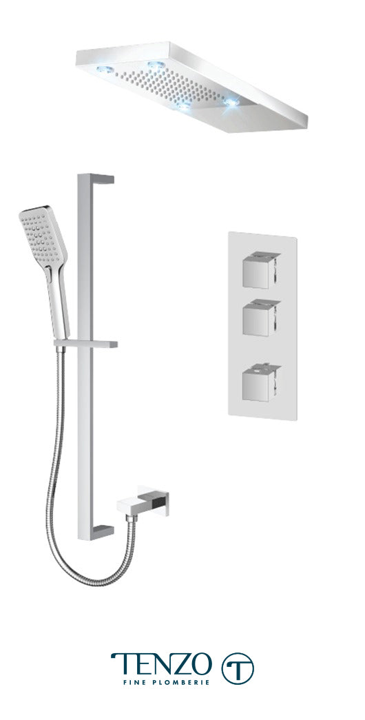 Tenzo - Ensemble de douche thermostatique chromé Slik Extenza avec 2 fonctions