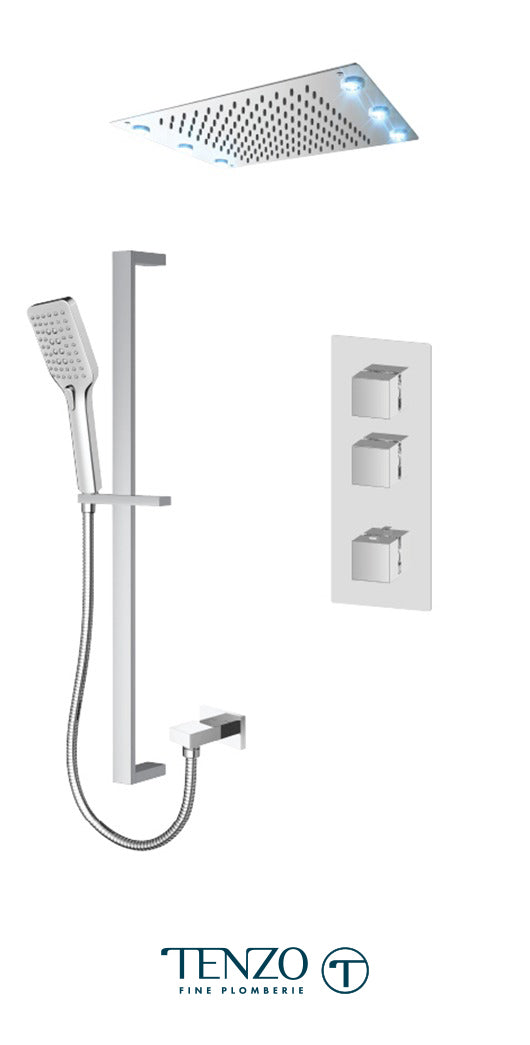 Tenzo - Ensemble de douche thermostatique chromé Slik Extenza avec 2 fonctions