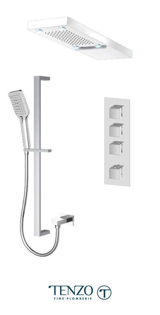 Tenzo - Ensemble de douche Slik Extenza 3 fonctions thermostatique finition chromée