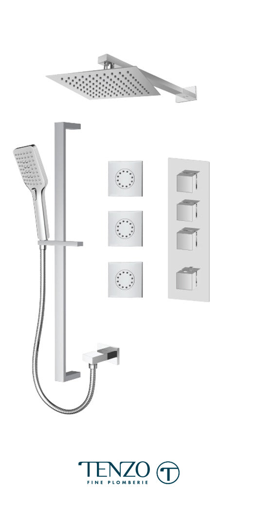 Tenzo - Ensemble de douche Slik Extenza 3 fonctions thermostatique finition chromée