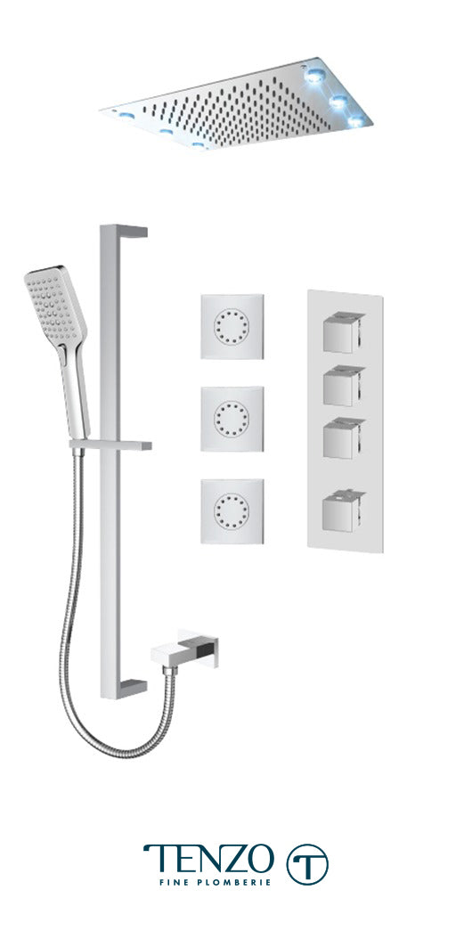 Tenzo - Ensemble de douche Slik Extenza 3 fonctions thermostatique finition chromée