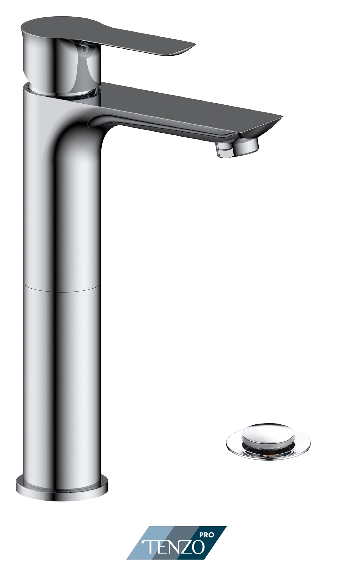 TENZO GA12H-P-CR Galia Single Hole Tall Lavatory Faucet With (Overflow) Drain