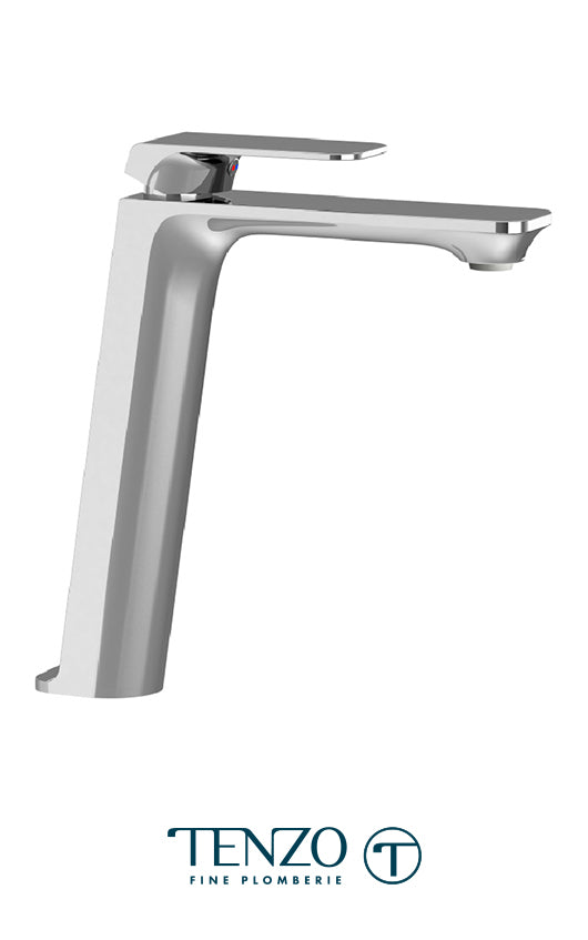 Tenzo - Robinet de lavabo haut monotrou Quantum Chrome avec drain de trop-plein