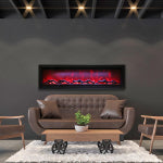 Remii WM-34 – 34" Wide, Basic, Clean-Face Built In Electric Fireplace with Clear Media and Black Steel Surround