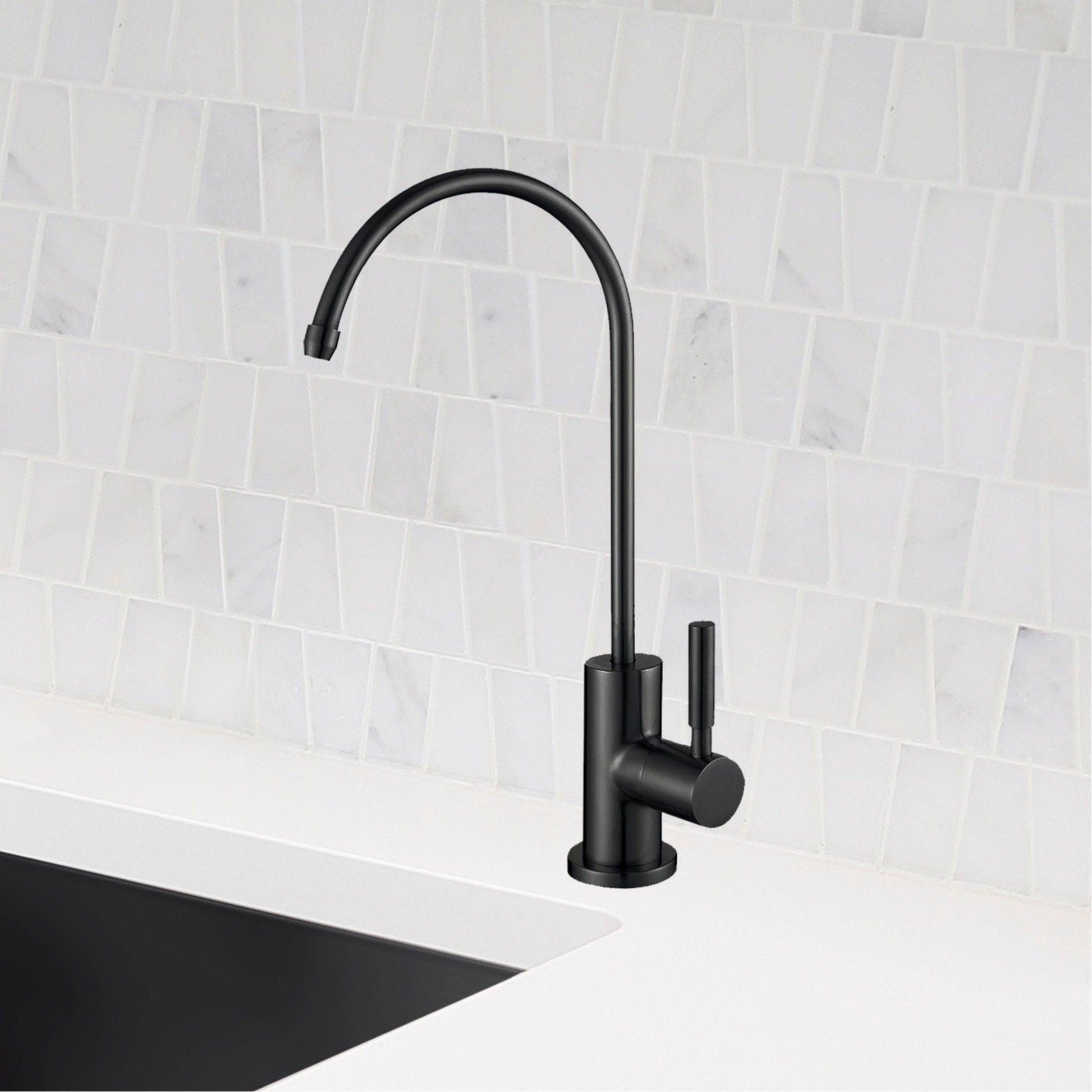 Stylish Lodi 11.25" Kitchen Drinking Water Tap Faucet, Stainless Steel Matte Black Finish K-142N - Renoz