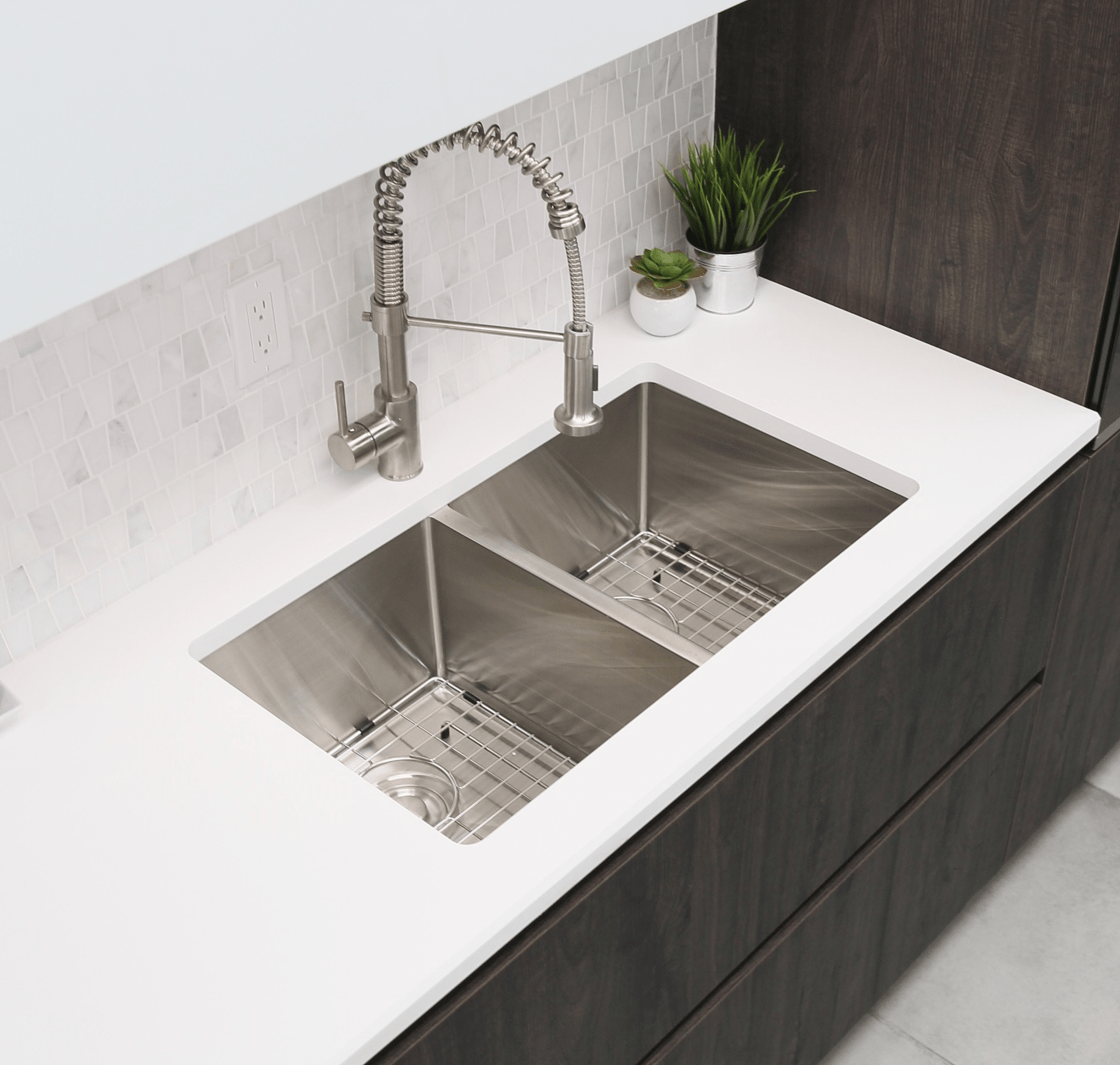 Stylish Topaz 28" x 18" Double Bowl Undermount Stainless Steel Kitchen Sink S-300XG - Renoz