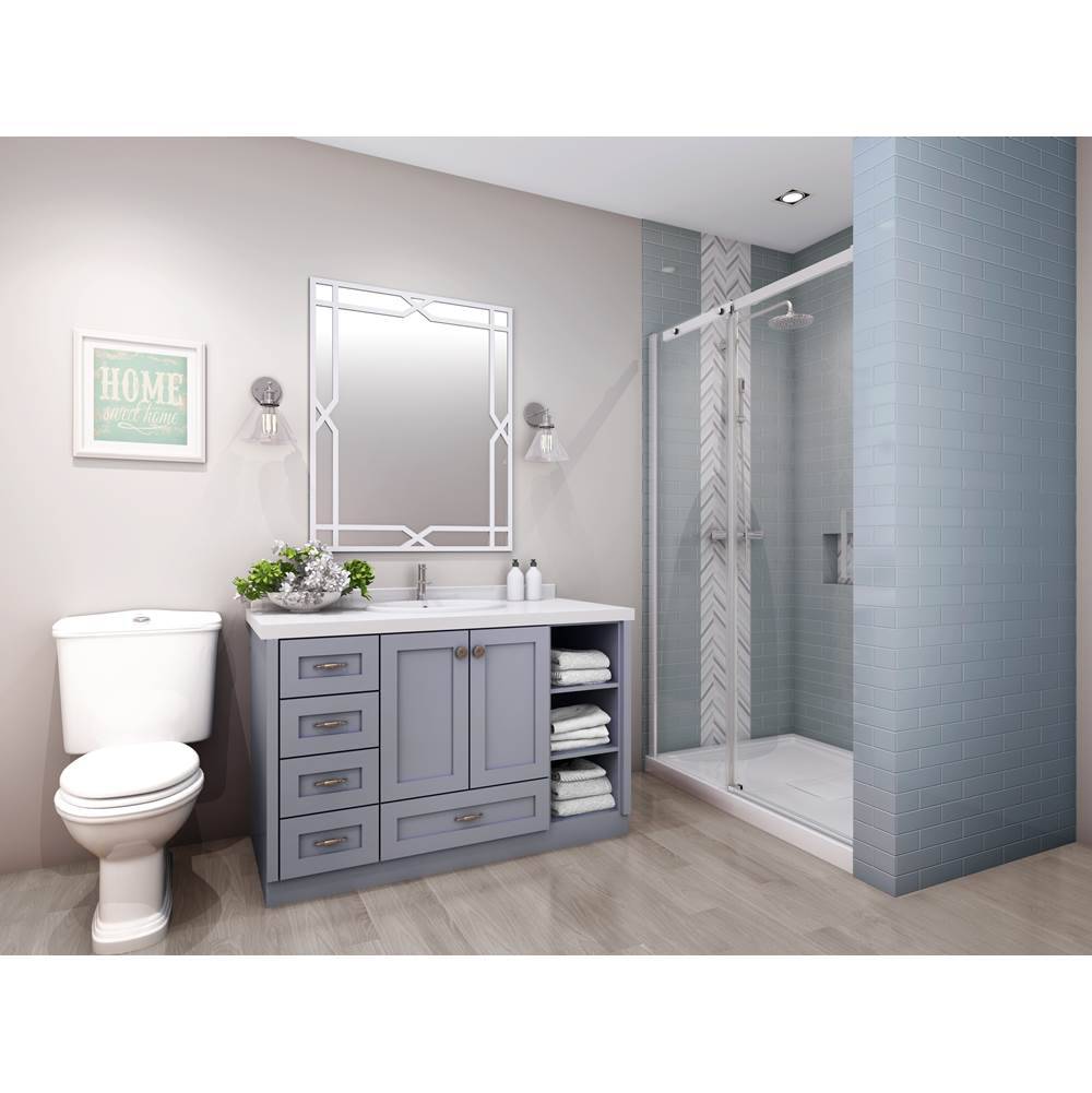 Zitta Vague 54" Chrome Clear Straight Shower Door with 32" Return Panel - Renoz