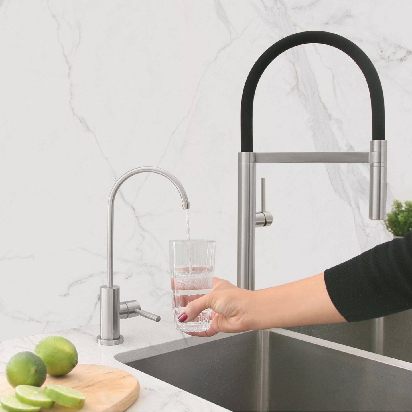 Stylish Lodi 11.25" Kitchen Drinking Water Tap Faucet, Stainless Steel Brushed Finish K-142S - Renoz